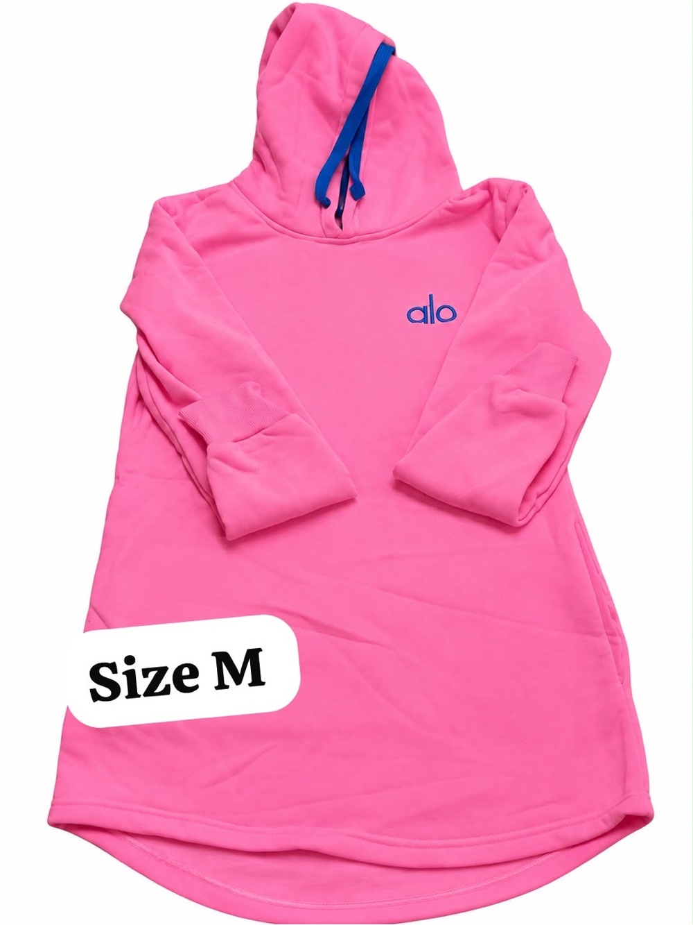 ALO Yoga Kids Bright Pink Hooded Pajama with Blue Drawstrings